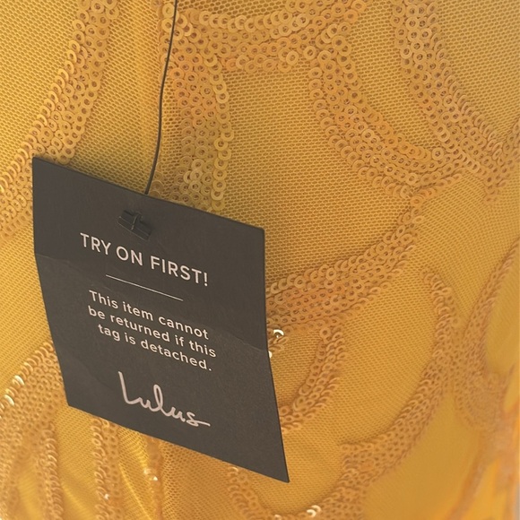 Lulu's Yellow Lace Backless Strappy Gown - Picture 11 of 13